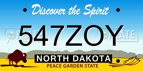 547ZOY North Dakota License Plate