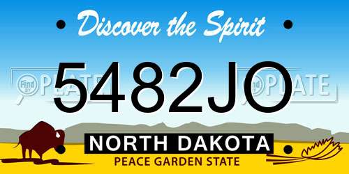 5482JO North Dakota License Plate