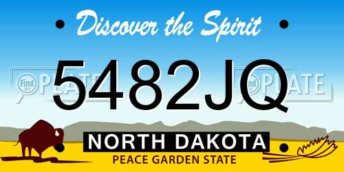 5482JQ North Dakota License Plate