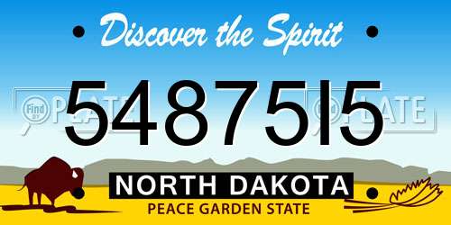 54875I5 North Dakota License Plate