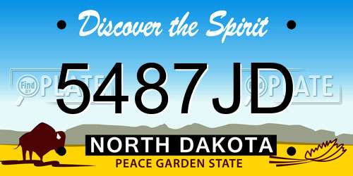 5487JD North Dakota License Plate