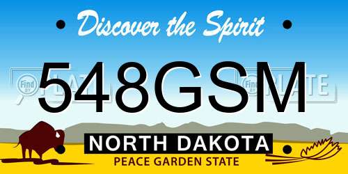 548GSM North Dakota License Plate