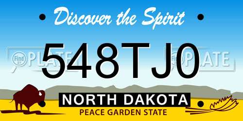 548TJ0 North Dakota License Plate