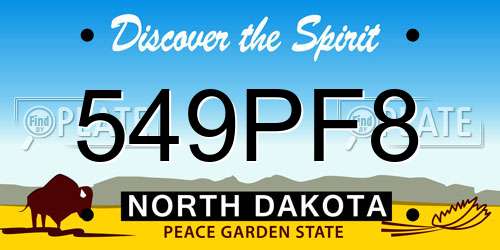 549PF8 North Dakota License Plate