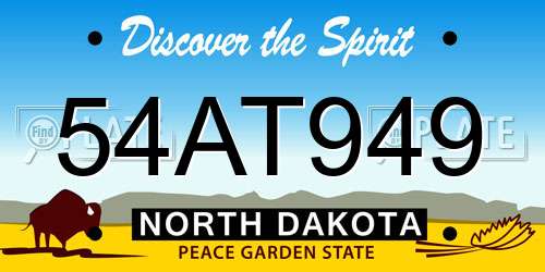 54AT949 North Dakota License Plate