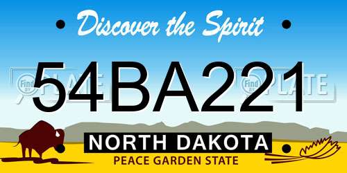54BA221 North Dakota License Plate