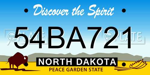 54BA721 North Dakota License Plate