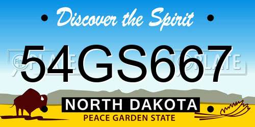 54GS667 North Dakota License Plate