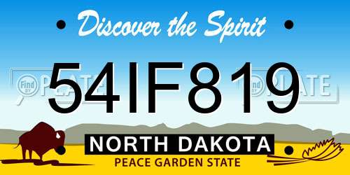54IF819 North Dakota License Plate