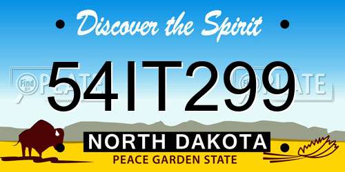54IT299 North Dakota License Plate