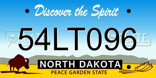54LT096 North Dakota License Plate