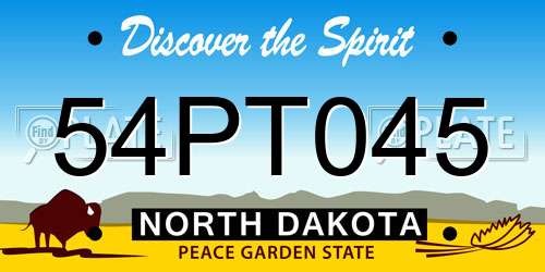 54PT045 North Dakota License Plate