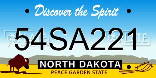 54SA221 North Dakota License Plate