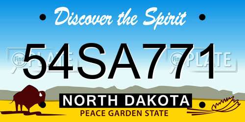 54SA771 North Dakota License Plate