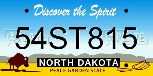 54ST815 North Dakota License Plate