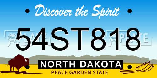 54ST818 North Dakota License Plate
