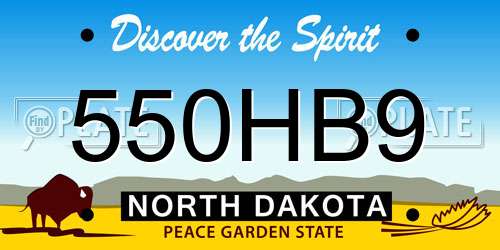 550HB9 North Dakota License Plate