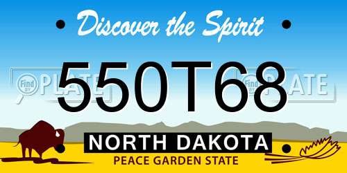 550T68 North Dakota License Plate