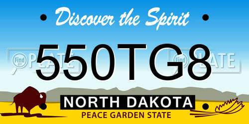 550TG8 North Dakota License Plate