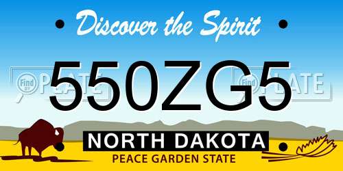 550ZG5 North Dakota License Plate