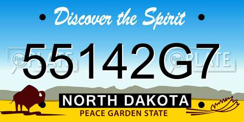 55142G7 North Dakota License Plate