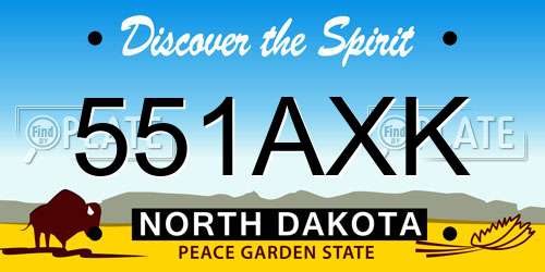 551AXK North Dakota License Plate