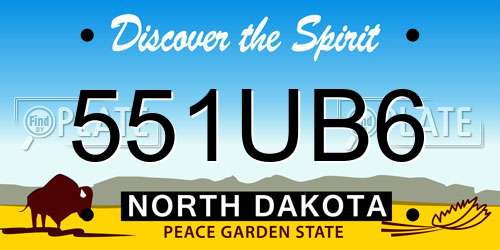 551UB6 North Dakota License Plate