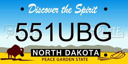 551UBG North Dakota License Plate