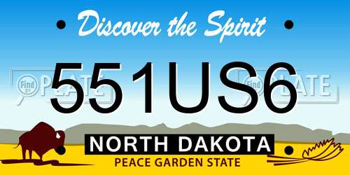 551US6 North Dakota License Plate
