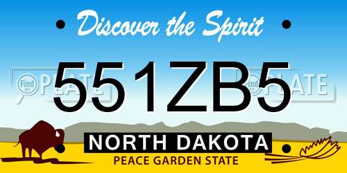551ZB5 North Dakota License Plate