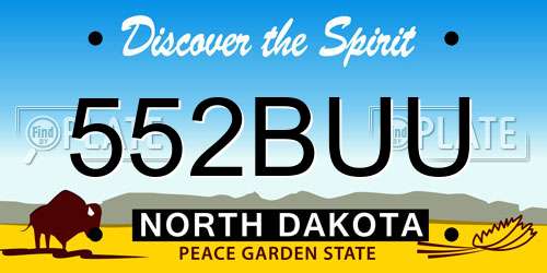 552BUU North Dakota License Plate