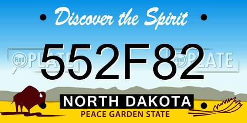 552F82 North Dakota License Plate