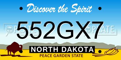 552GX7 North Dakota License Plate