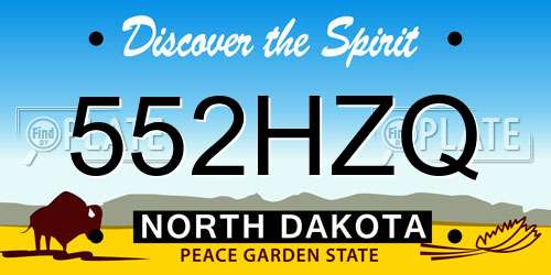 552HZQ North Dakota License Plate
