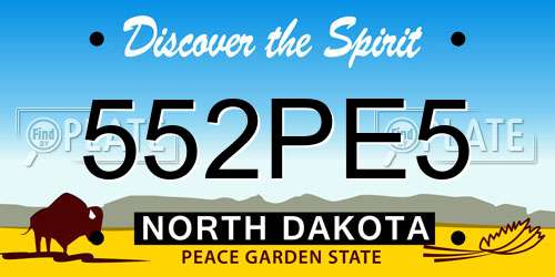 552PE5 North Dakota License Plate