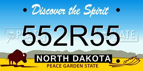552R55 North Dakota License Plate