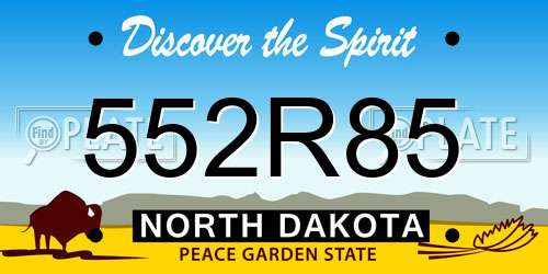 552R85 North Dakota License Plate