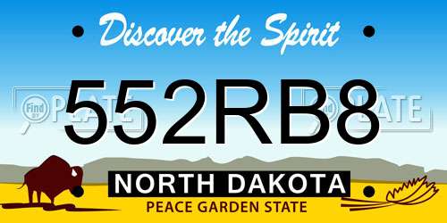 552RB8 North Dakota License Plate