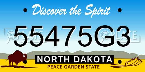 55475G3 North Dakota License Plate