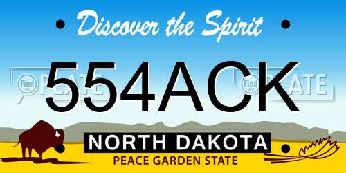 554ACK North Dakota License Plate
