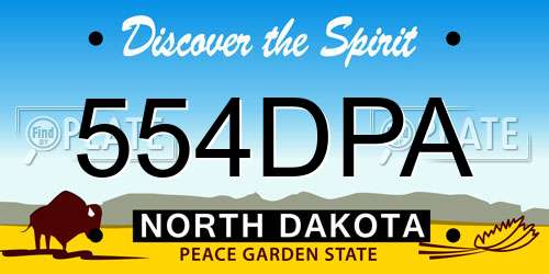 554DPA North Dakota License Plate