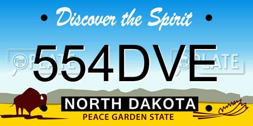 554DVE North Dakota License Plate