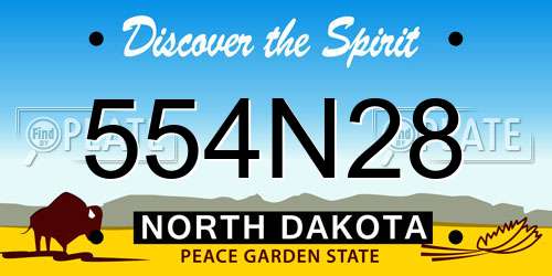 554N28 North Dakota License Plate