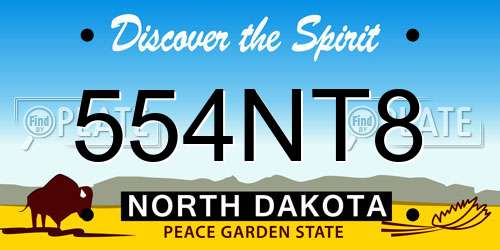 554NT8 North Dakota License Plate