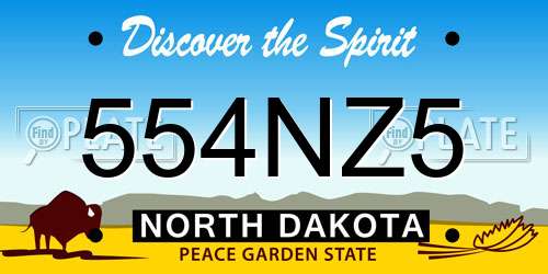 554NZ5 North Dakota License Plate