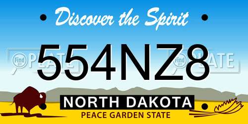 554NZ8 North Dakota License Plate