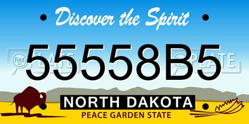 55558B5 North Dakota License Plate