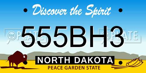 555BH3 North Dakota License Plate