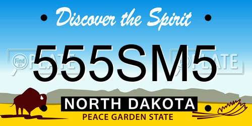 555SM5 North Dakota License Plate
