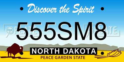 555SM8 North Dakota License Plate